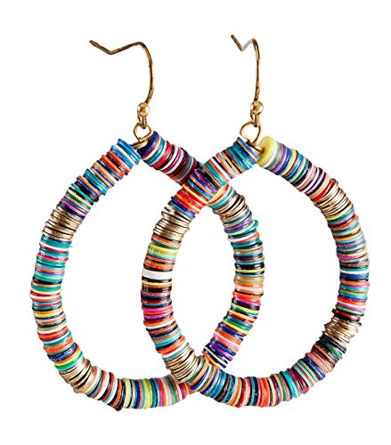Bohemian Multi-Colored Sequin Hoop Gold Earrings - SPUNKYsoul Collection...