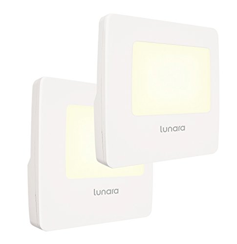 Lunara Plug-In LED Night Light, WARM White Nightlights with Dusk to Dawn Sensor for Hallways, Bathrooms, Kitchen, Stairs, Energy Efficient and Compact, UL Approved, 2-Pack