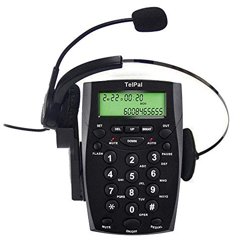 TelPal Corded Call Center Headset Telephone with Dialpad & Monoral Noise Cancelling Headphone HA0021, Wired Analog Home & OfficeTelephone Set Landline