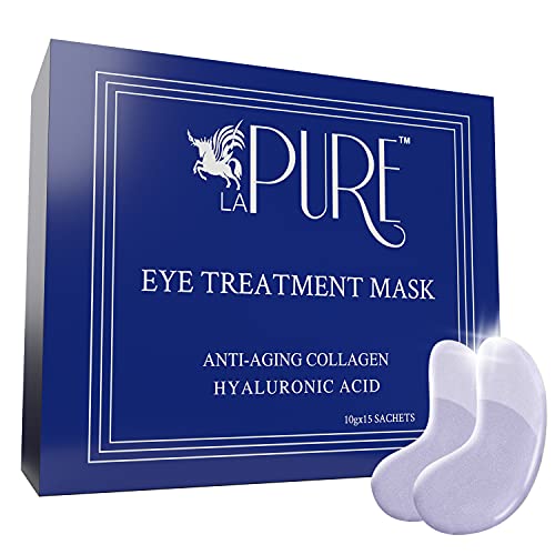 LA PURE Luxury Collagen Eye Mask - Under Eye Patches with Hyaluronic Acid, Dark Circles Under Eye Treatment, Under Eye Bags Treatment, Eye Mask for Puffy Eyes, Undereye Dark Circles, Pads (15 Pairs)