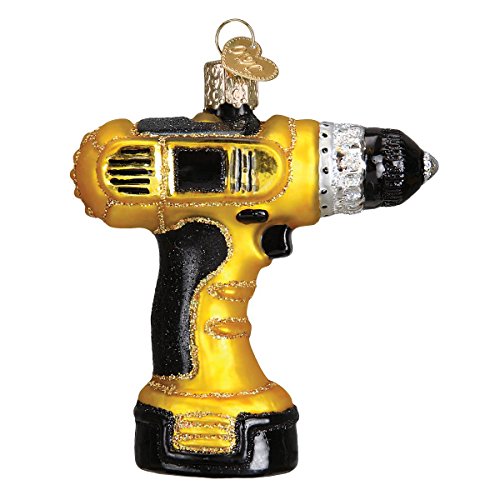 Old World Christmas Ornaments: Contractor Tools Glass Blown Ornaments for Christmas Tree, Power Drill