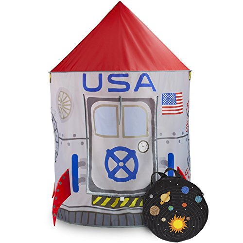 Book Cover Imagination Generation Space Adventure Roarin' Rocket Play Tent with Milky Way Storage Bag - Indoor/Outdoor Children's Astronaut Spaceship Playhouse, Great for Ball Pit Balls and Pretend Play