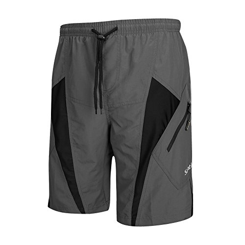 Santic Men's 4D Paded Cycling Shorts Casual Loose-Fit Mountain Bike Bicycle MTB Shorts Black/Grey