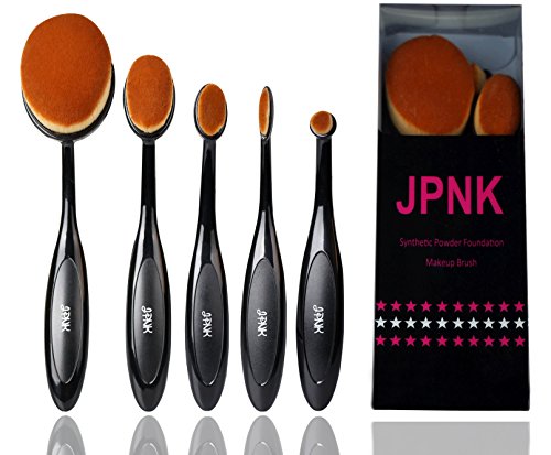 Book Cover JPNK 5PCS Oval Toothbrush Style Synthetic Powder Foundation Cream Makeup Brush Set (B)