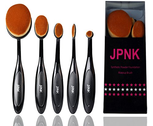 JPNK 5PCS Oval Toothbrush Style Synthetic Powder Foundation Cream Makeup Brush Set (B)