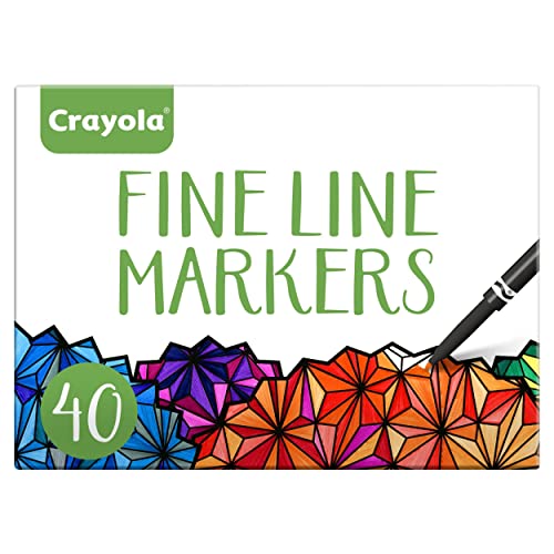 Crayola Fine Line Markers, 40Ct Fine Tip Markersfor Details,Adult Coloring Supplies
