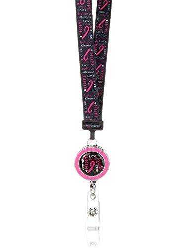 ID Avenue Lanyards for Women 19" Ribbon Lanyard ID Holder with Badge Reels Retractable for Nurses Office Workers Teachers Students Breakaway Lanyards for Id Badges (Courage)