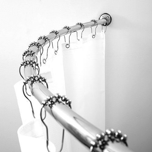 BINO Expandable Curved Shower Curtain Rod, Polished Chrome - 48" to 72" - Adjustable Bathroom Curved Shower Rod Pole