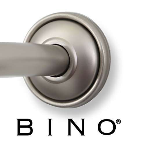 BINO Expandable Curved Shower Curtain Rod, Brushed Nickel - 48" to 72" - Adjustable Bathroom Curved Shower Rod Pole