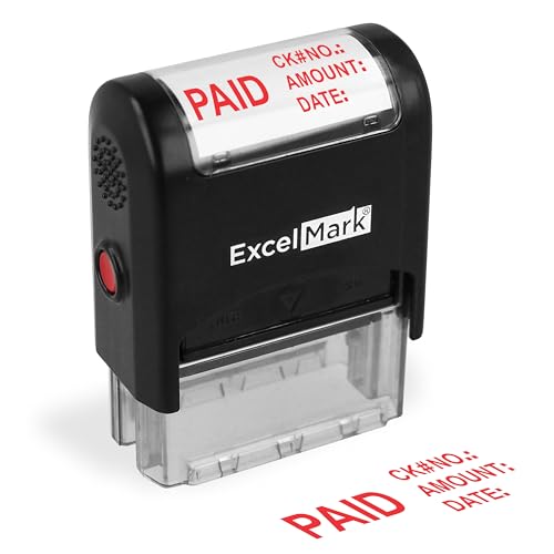ExcelMark Self Inking Rubber Stamp - Paid, Check No, Amount, Date (A1848)