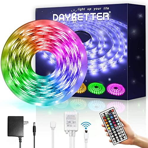DAYBETTER Led Strip Lights Kit RGB 16.4ft with Remote Controller for Party Home Decoration Kicthen Bedroom