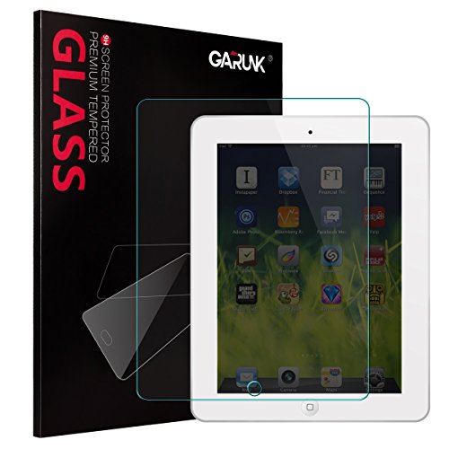 iPad 9.7" (2017) / iPad Pro 9.7 / iPad Air 2 / iPad Air Screen Protector GARUNK Tempered Glass Screen Protector [Crystal Clear] [Scratch Resist] [Bubble Free Install] [Apple Pencil Compatible]