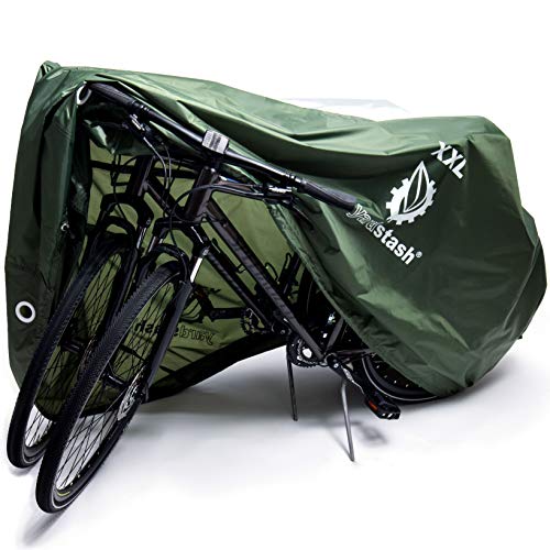 YardStash Bike Cover - Waterproof Outdoor Bicycle Cover - Cycle Tent for Outside Storage - Covers Mountain & Electric Bikes & Bicycles w/Baskets & Baby Seats