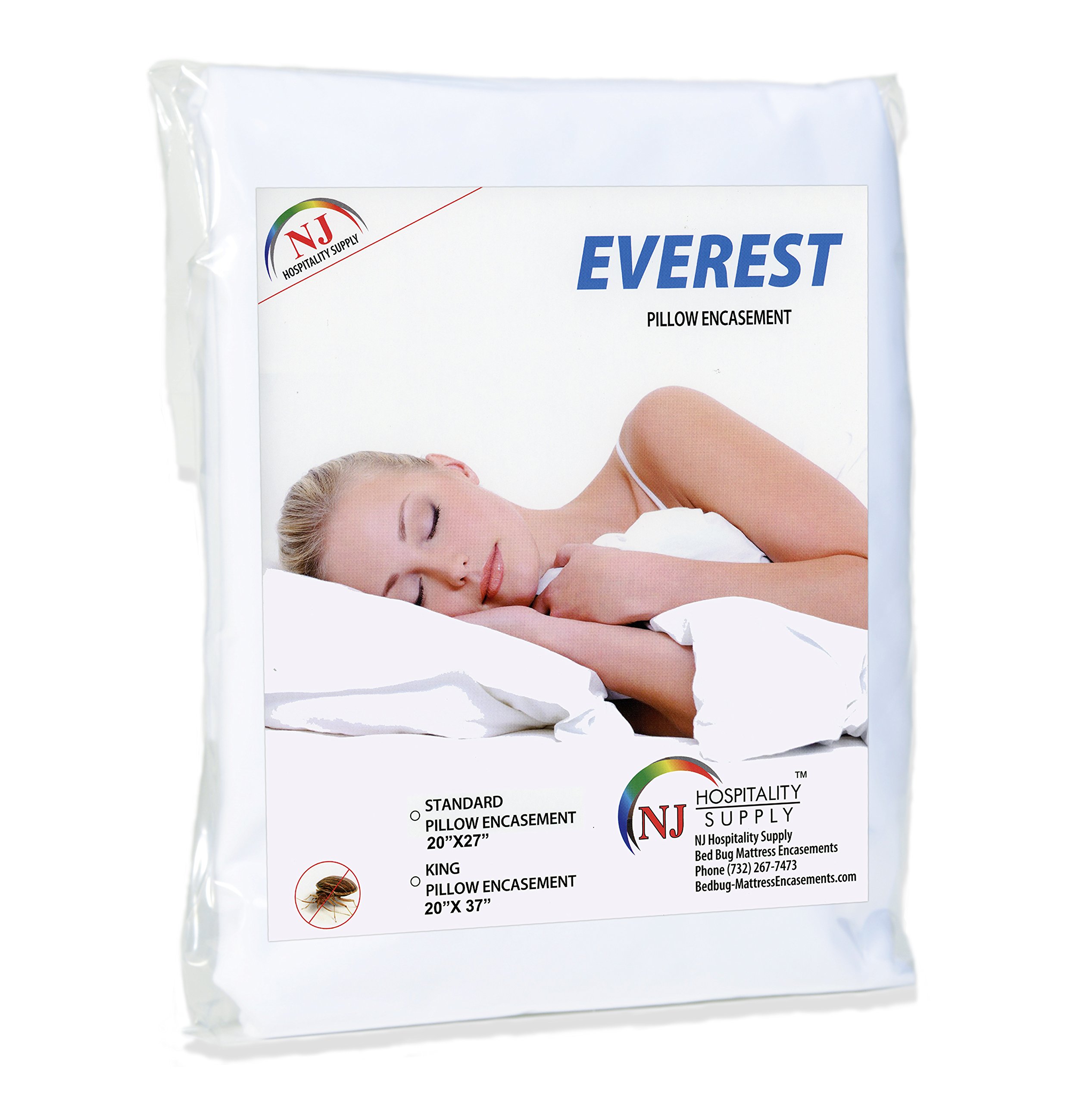 Book Cover Everest Premium Plus Pillow Protector Encasement100% Water Proof Hypoallergenic Bedbug Proof Dustmite Proof Machine Washable Superior Comfort (Pack of 2, Standard (20