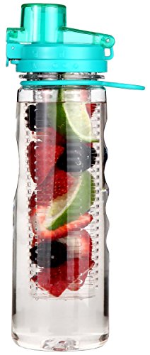 Great Gear Fruit Infuser Water Bottle 25 oz Leak Proof Flip-top Sport Water Bottle BPA-Free Tritan 25 Oz (Turquoise)