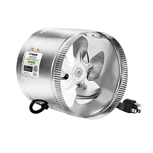 VIVOSUN 8 Inch Inline Duct Fan 420 CFM, HVAC Exhaust Ventilation Fan with Low Noise for Basements, Bathrooms, Kitchens and Attics, Silver