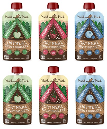 Book Cover Munk Pack Oatmeal Fruit Squeeze Pouch, Variety Pack, 4.2 oz, 6 Pack