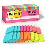 Post-it Notes, Pink, Green, Blue, Orange, Recyclable, 3 in. x 3 in, 18 Pads/Pack, 100 Sheets/Pad (654-18CTCP)