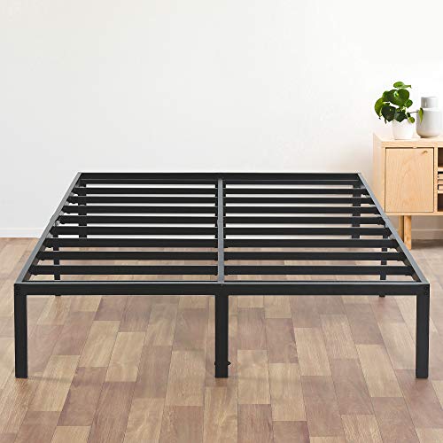 Olee Sleep 14 Inch Heavy Duty Steel Slat/ Anti-slip Support/ Easy Assembly/ Mattress Foundation/ Bed Frame/ Maximum Storage/ Noise Free/ No Box Spring Needed, Black