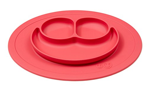 Book Cover ezpz Mini Mat - One-Piece Silicone placemat + Plate (Coral), One Size