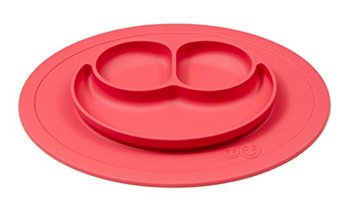 ezpz Mini Mat - One-Piece Silicone placemat + Plate (Coral), One Size