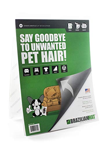 BrazilianMat Dog, Cat Hair Remover Sheets - Pet Hair, Lint, Glitter and Pet Fur Removal Tool for Furniture, Clothing, and Car Interiors (50 Sheets)