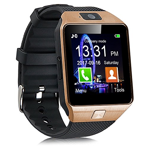 Padgene DZ09 Bluetooth Smartwatch,Touchscreen Wrist Smart Phone Watch Sports Fitness Tracker with SIM SD Card Slot Camera Pedometer Compatible with iPhone iOS Android for Kids Men Women (Rose Gold)