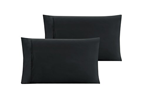 Book Cover Grand Linen Queen Size Solid Black Pillow Cases Brushed Microfiber 2 Piece Set, Silky Soft & Wrinkle Free