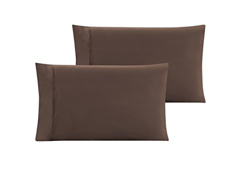 Book Cover Grand Linen King Size Solid Chocolate Brown Pillow Cases Brushed Microfiber 2 Piece Set, Silky Soft & Wrinkle Free