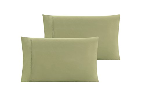 Book Cover Grand Linen QUEEN size Solid SAGE GREEN Pillow Cases 1500 Thread Count Egyptian Quality 2 piece set, Silky Soft & Wrinkle Free