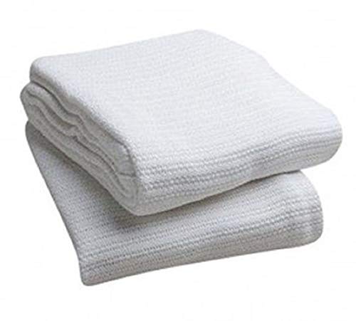 Book Cover Elivo 100% Cotton Hospital Thermal Blankets - Open Weave Cotton Blanket - Breathable and Prevent Overheating - Soft, Comfortable and Warm - Hand and Machine Washable - 1 Pack