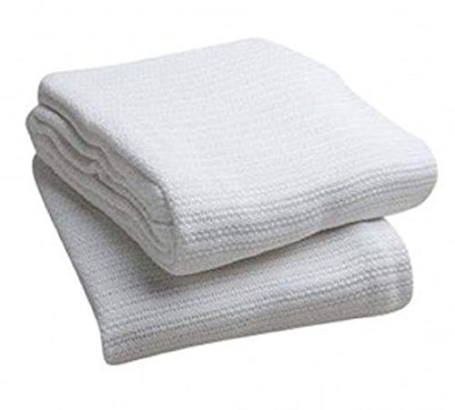Elivo 100% Cotton Hospital Thermal Blankets - Open Weave Cotton Blankets - Breathable and Prevent Overheating - Soft, Comfortable and Warm - Hand and Machine Washable - 3 Pack