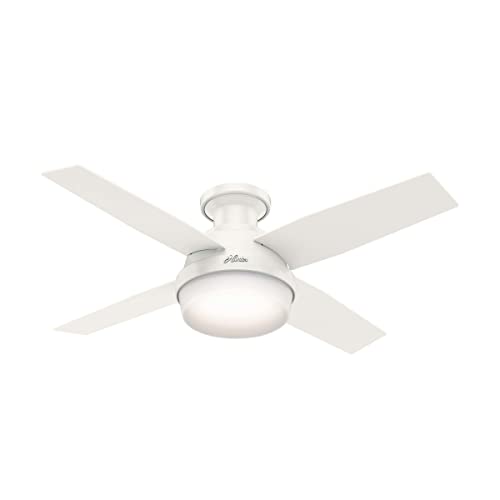 Book Cover Hunter Fan Dempsey Low Profile Indoor Ceiling Fan with LED Light and Remote Control, Metal, Fresh White, 44 Inch