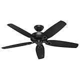Hunter Indoor / Outdoor Ceiling Fan, with pull chain control - Builder Elite 52 inch, Black, 53294