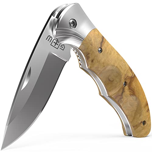 Gentlemanâ€™s Folding Knife Pocket Knife Knives Knofe Wood Handle Sharp Blade - Pocket Knife for Men - Best Folder for Camping Hunting - EDC and Outdoor Gear - Birthday Christmas Gifts for Men 6651