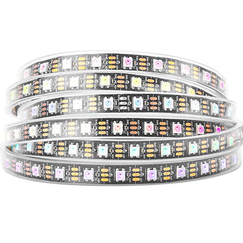BTF-LIGHTING WS2812B IC RGB 5050SMD Pure Gold Individual Addressable LED Strip High Quality 16.4FT 300LED 60LED/m Flexible Full Color IP67 DC5V for DIY Chasing Color Project(No Adapter or Controller)