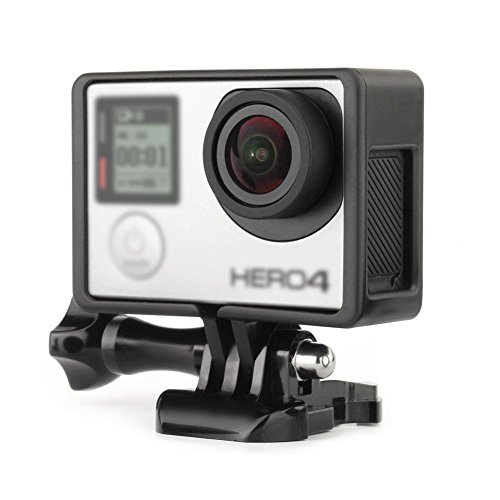 SOONSUN Frame Mount Housing Case with Basic Buckle and Long Thumb Bolt Screw for GoPro Hero 3 3+ 4 Camera and All Slots Fully Accessible-Black