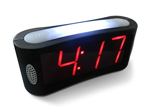 Book Cover Travelwey Home LED Digital Alarm Clock - Outlet Powered, No Frills Simple Operation, Large Night Light, Alarm, Snooze, Full Range Brightness Dimmer, Big Red Digit Display, Black