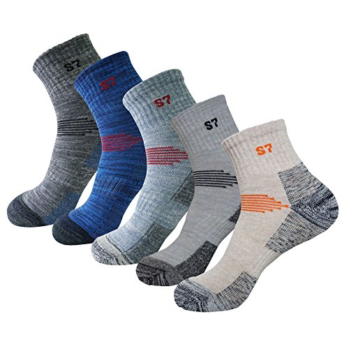 SEOULSTORY7 5Pack Men's Mid Cushion Low Cut Hiking/Camping/Performance Socks Medium 5Pack Color Assortment