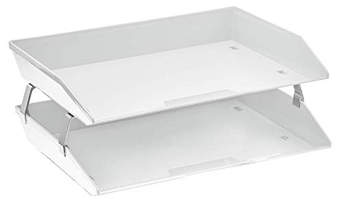 Acrimet Facility 2 Tier Letter Tray Side Load Plastic Desktop File Organizer (White Color)