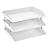 Acrimet Facility 3 Tier Letter Tray, Side Load, Letter Size/A4, Desktop File Organizer, Plastic (White Color)