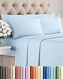 King 6 Piece Sheet Set - Comfy, Breathable & Cooling - Hotel Luxury Bedding for Women, Men, Kids, Teens & Children - 1 Flat & 1 Fitted Sheet & 4 Pillowcases w/ Deep Pockets - Wrinkle Free - Baby Blue