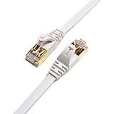 Tera Grand - 75FT - CAT7 10 Gigabit Ethernet Ultra Flat Patch Cable for Modem Router LAN Network, Gold Plated Shielded RJ45 Connectors, Faster Than CAT6a CAT6 CAT5e, White