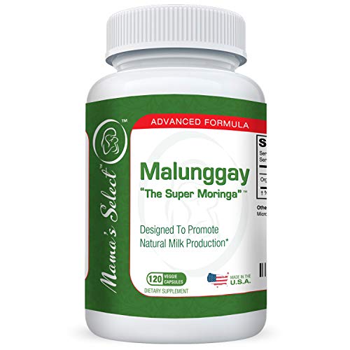 Mama's Select Malunggay, 120 Veggie Capsules, 100% Organic Moringa Powder Herb, Formulated for Breast Feeding Mothers, Nursing Supplement Supports Lactation, 350 mg per Capsule