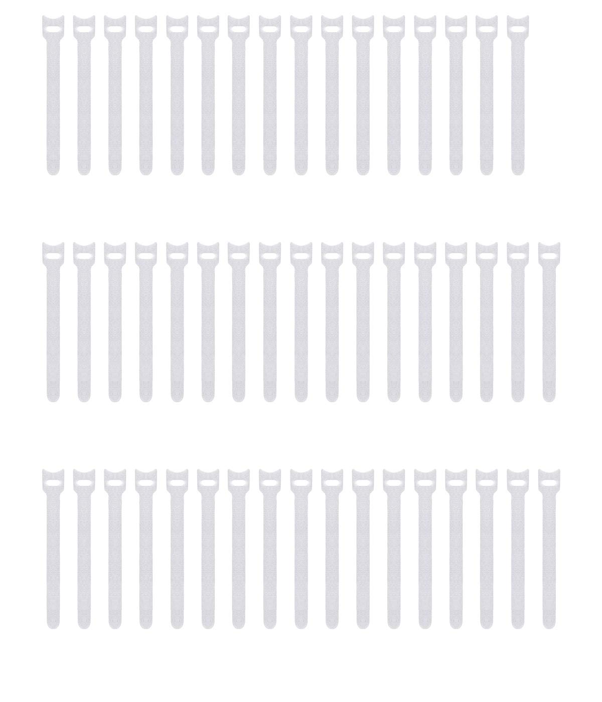 Pasow 50pcs Reusable Fastening Adjustable Cable Ties Wire Management (6 Inch, White) 6 Inch White
