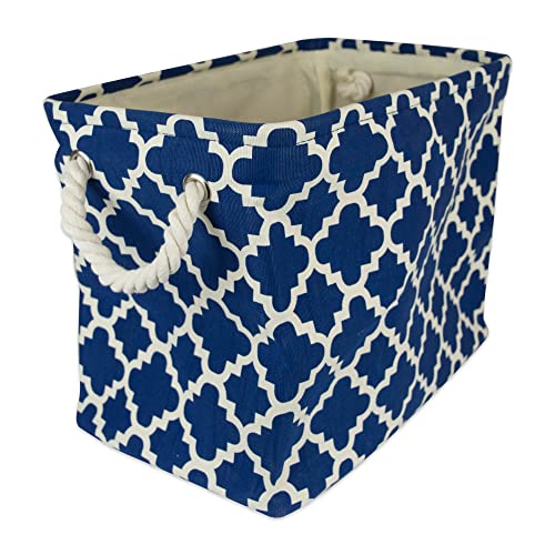 DII Polyester Container with Handles, Lattice Storage Bin, Large, Navy Lattice