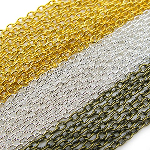 Book Cover TOAOB Oval Cross Cable Link Chains 3x2mm for Necklace Accessories DIY Jewelry Making Gold Silver Bronze in Colour Pack of 15m
