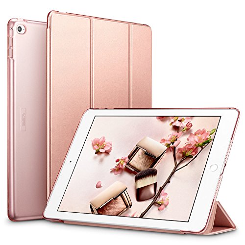 ESR Yippee Smart Case for the iPad Air 2, Smart Case Cover [Synthetic Leather] Translucent Frosted Back Magnetic Cover with Auto Sleep/Wake Function [Light Weight] (Rose Gold)