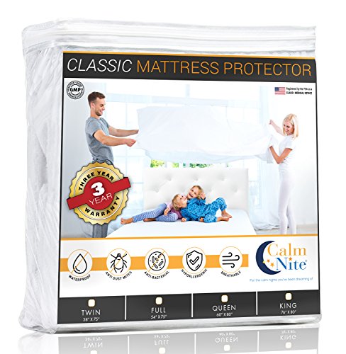 Book Cover CALM NITE Mattress Pad Protector - Waterproof & Hypoallergenic Cover, Vinyl Free Topper - Machine Washable... (Full 54 x 75)