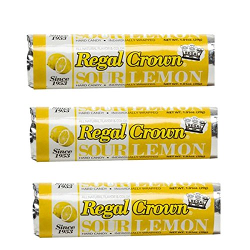 Reeds Regal Crown Hard Candy 3 Pack - Sour Lemon Flavor - Individually Wrapped